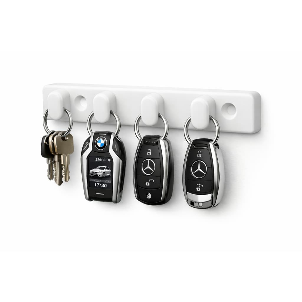 Porta Chaves de Parede Premium – 4 Ganchos Brancos