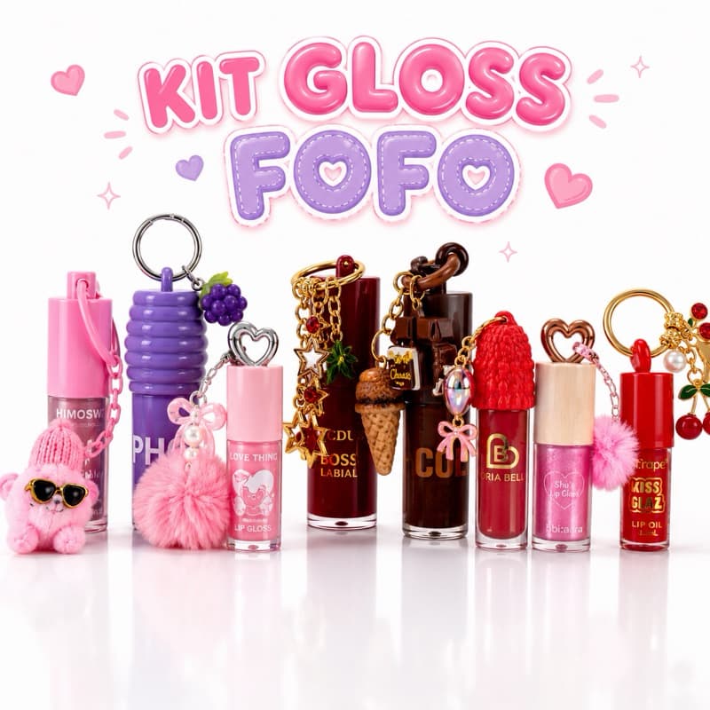 Kit Gloss Chaveiro Fofo Infantil Lip Oil Hidratante 15 Unidades Coleção Presente