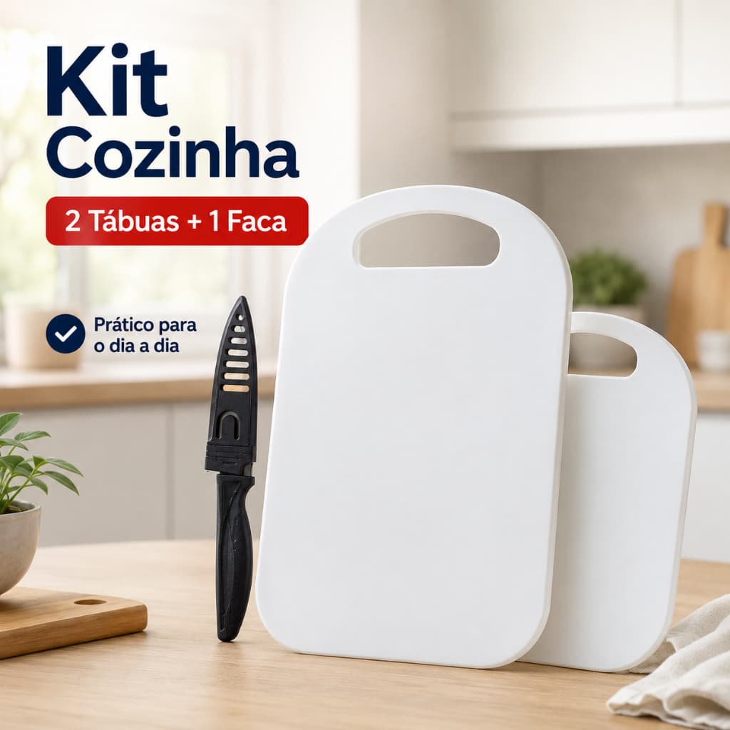 Kit 2 Tabua De Carne + Faca Para Cortar Carne