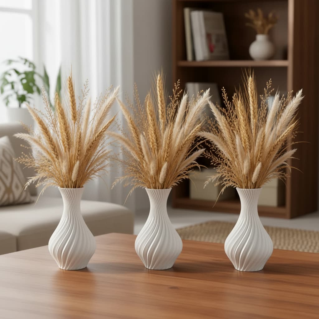 Vaso Plástico Resistente 25cm - Preto, Branco, Dourado e Marrom Decoração Moderna
