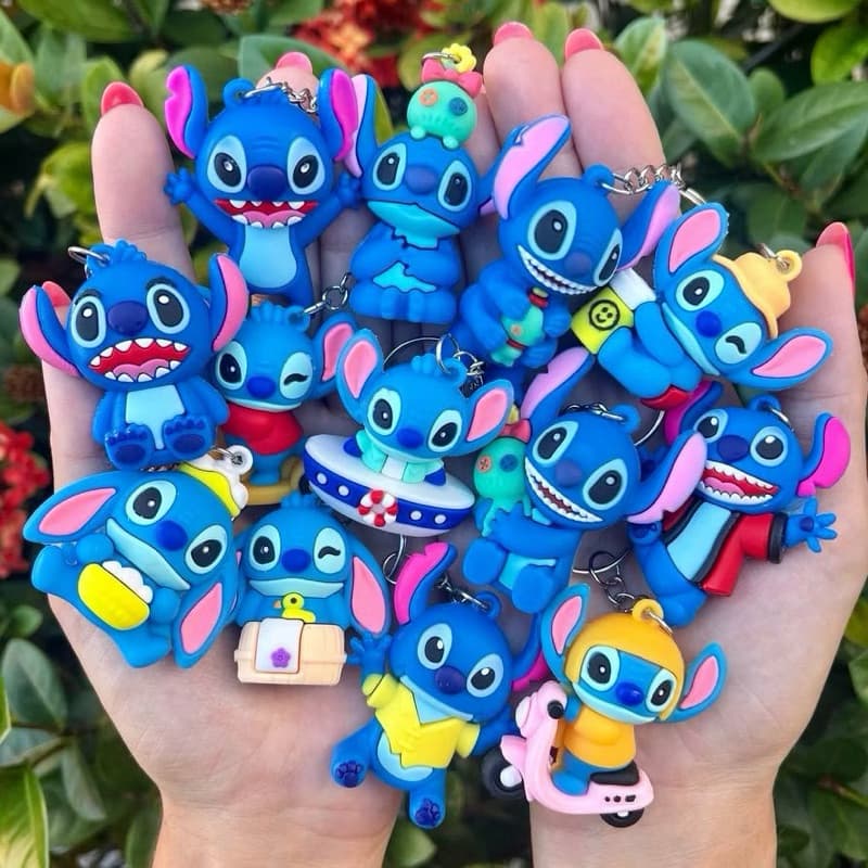 Kit 2/5 Chaveiros Diferenciados Stitch Original 3D emborrachados Disney Bolsas mochilas lembrancinhas Keychain