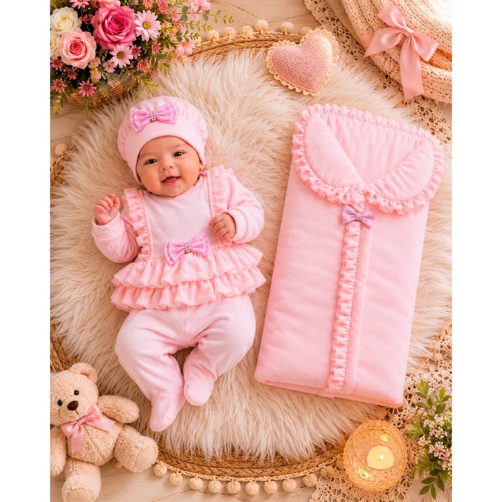 Kit Saída Maternidade Enxoval Bebê Menina Inverno Luxo