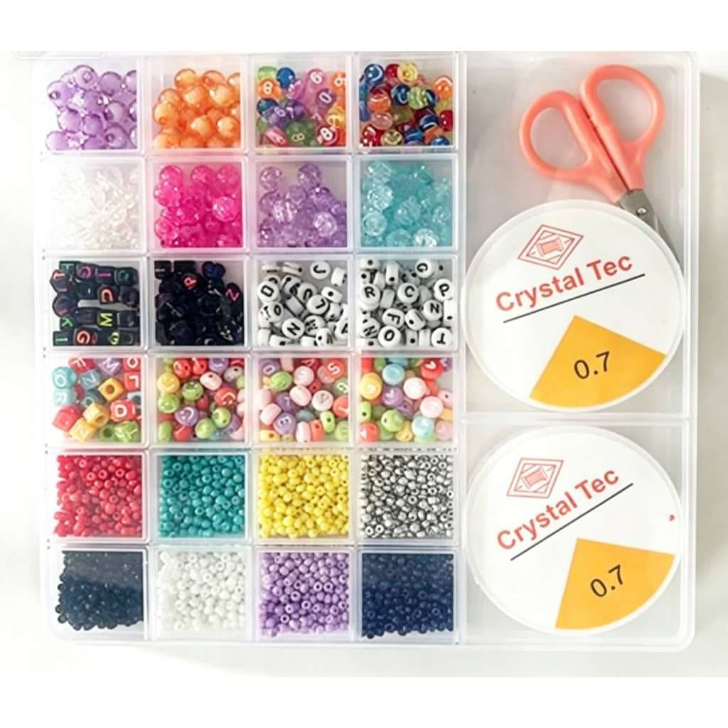 Kit Miçanga Infantil Para Pulseira Colar Maleta Miçangas + Silicone Presente