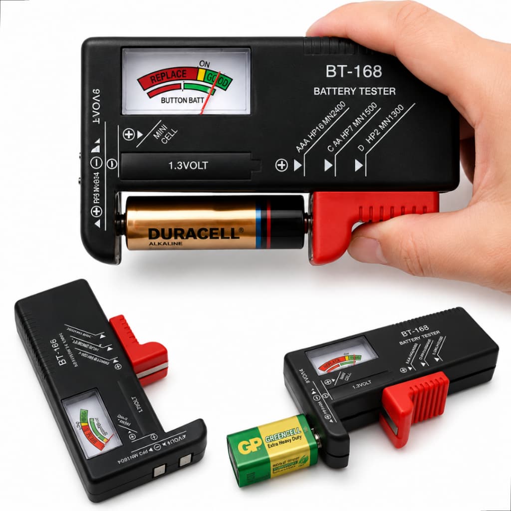 Testador Medidor De Carga Energia Pilha Bateria 1.5v E 9v Cor Preto