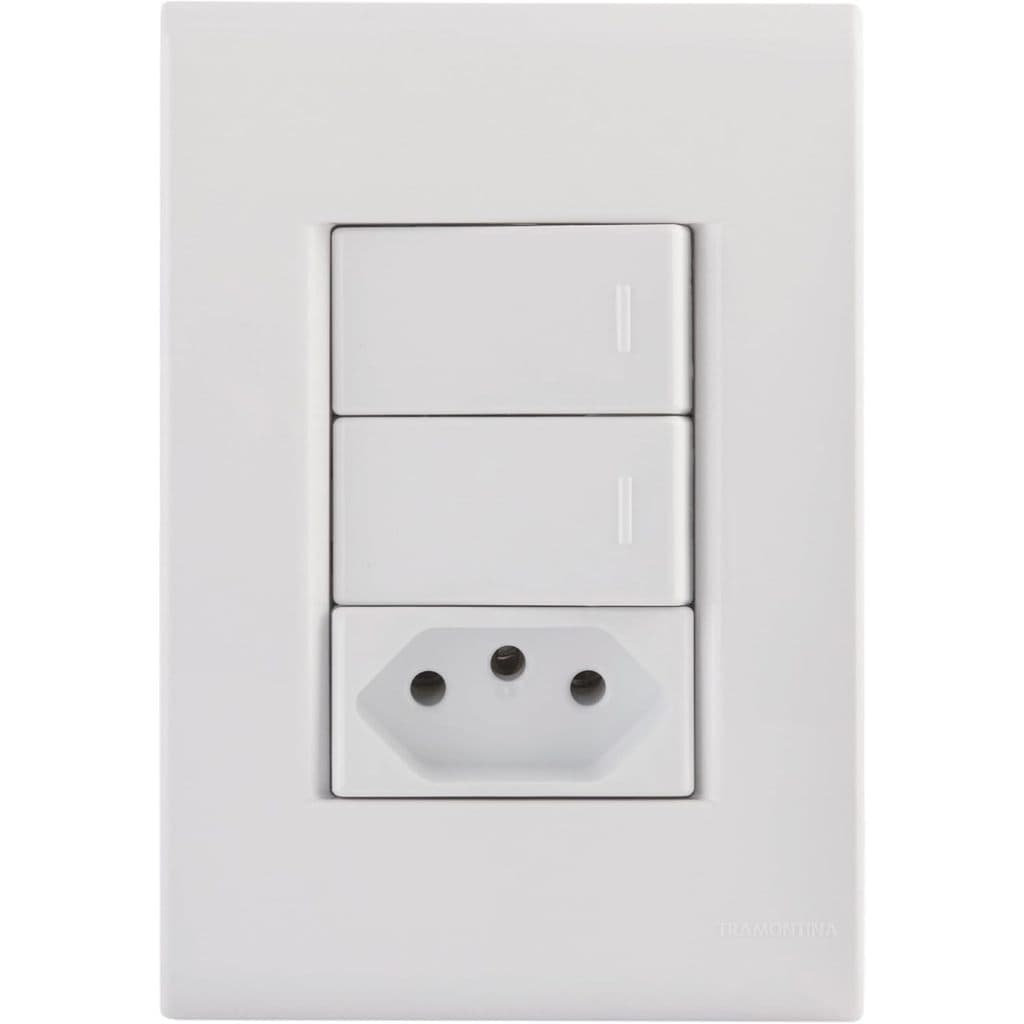 Tramontina Conjunto 2 Interruptores Simples e 1 Tomada 2P+T 20A 250 V 4x2 Liz Branco