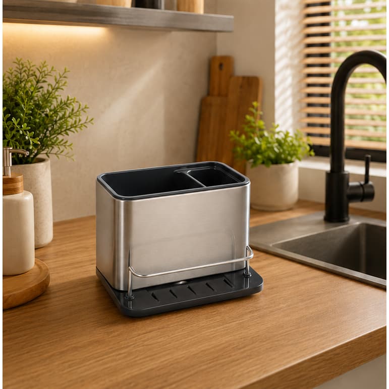Organizador Pia Inox Aco Durável Design Moderno Funcional Pratico Porta esponja pano detergente