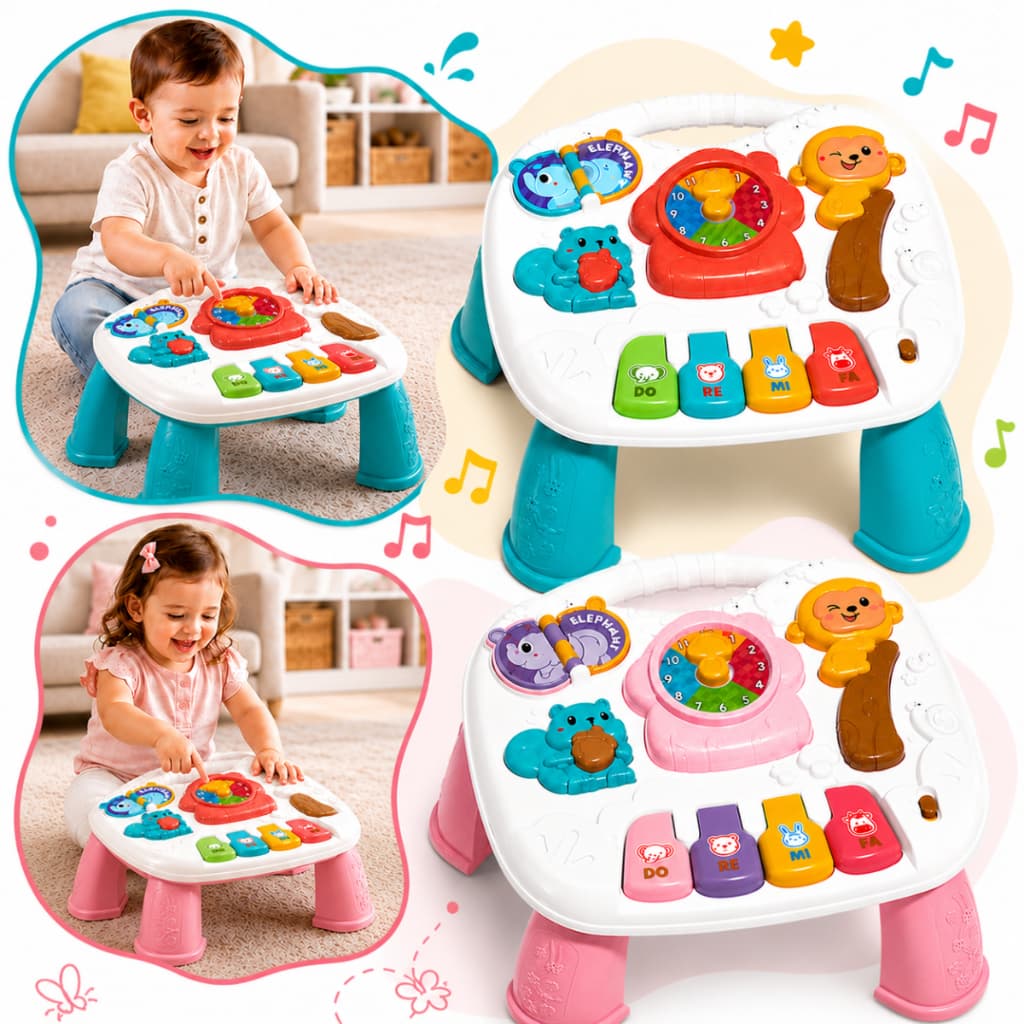 Mesa de Atividades Infantil Educativa Musical Interativa Didática Piano Sons Brinquedo Bebê Crianças