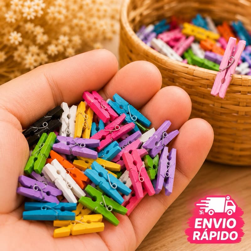 50 Mini Pregador - Prendedor de Madeira 2,5 e 3,5cm para Lembrancinhas Artesanato Decoração