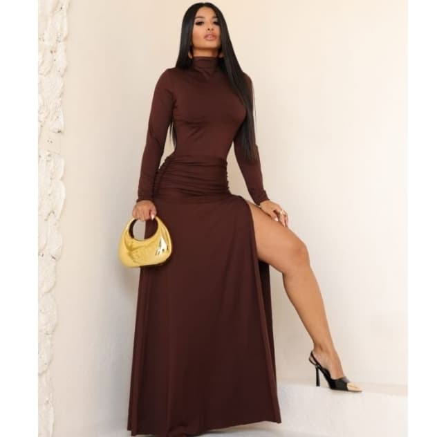 Vestido longo feminino inverno tecido suplex tamanho único lançamento nova coleções