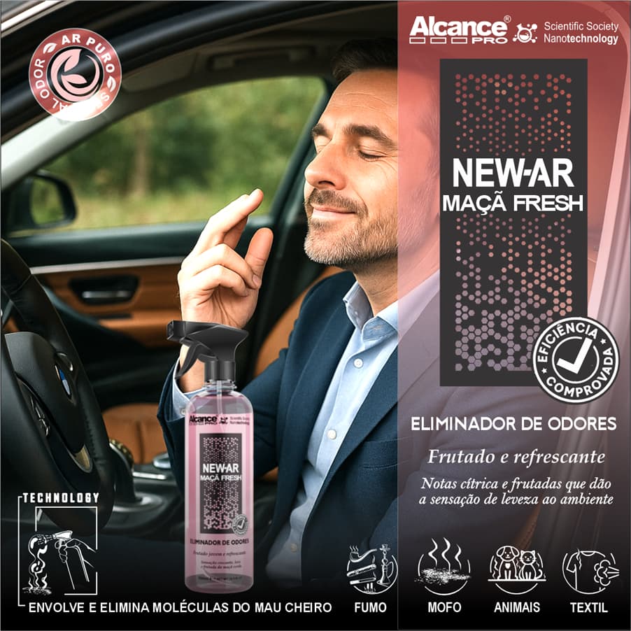 Eliminador De Odores New-ar Maçã Fresh 500ml Alcance Pro