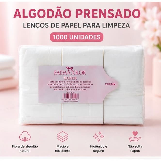 Pacote Algodão Prensado Egípcio para Limpeza Unhas Acrigel
