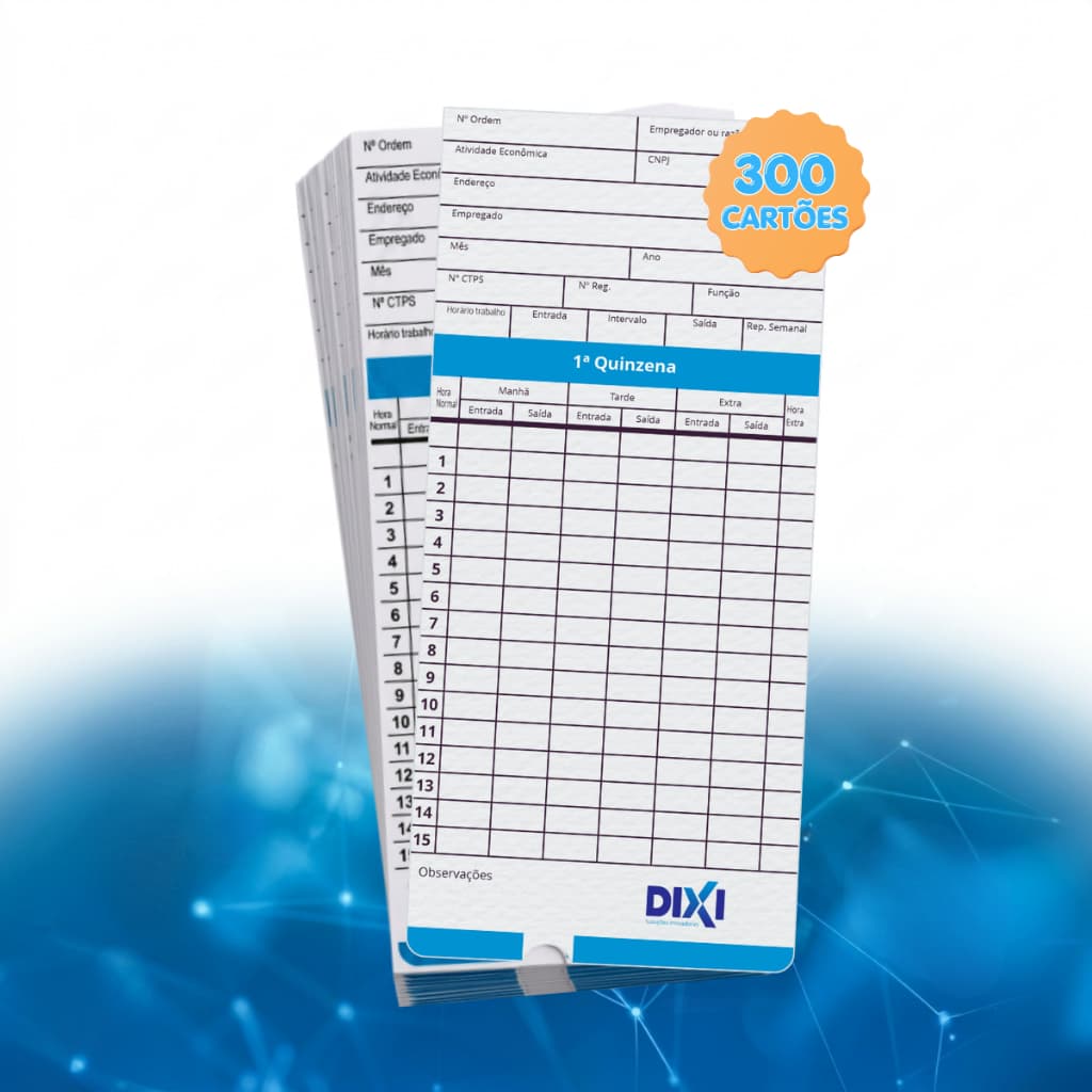 300 Unid Cartão Relógio Ponto Manual Cartográfico Universal Cor Branco