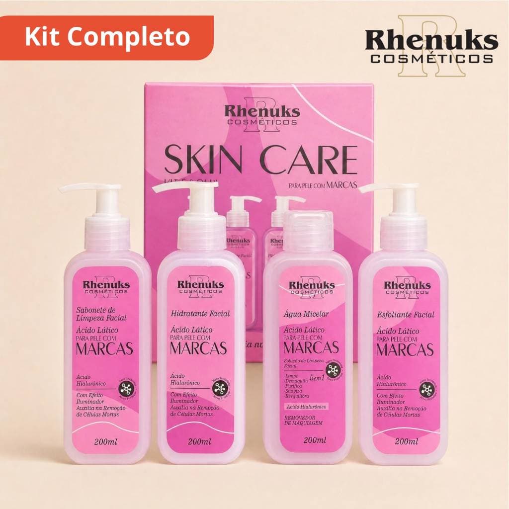 Kit Skincare Rhenuks 4 Itens Anti Marcas e Cicatrizes de Acne Ácido Lático Original Envio Rápido