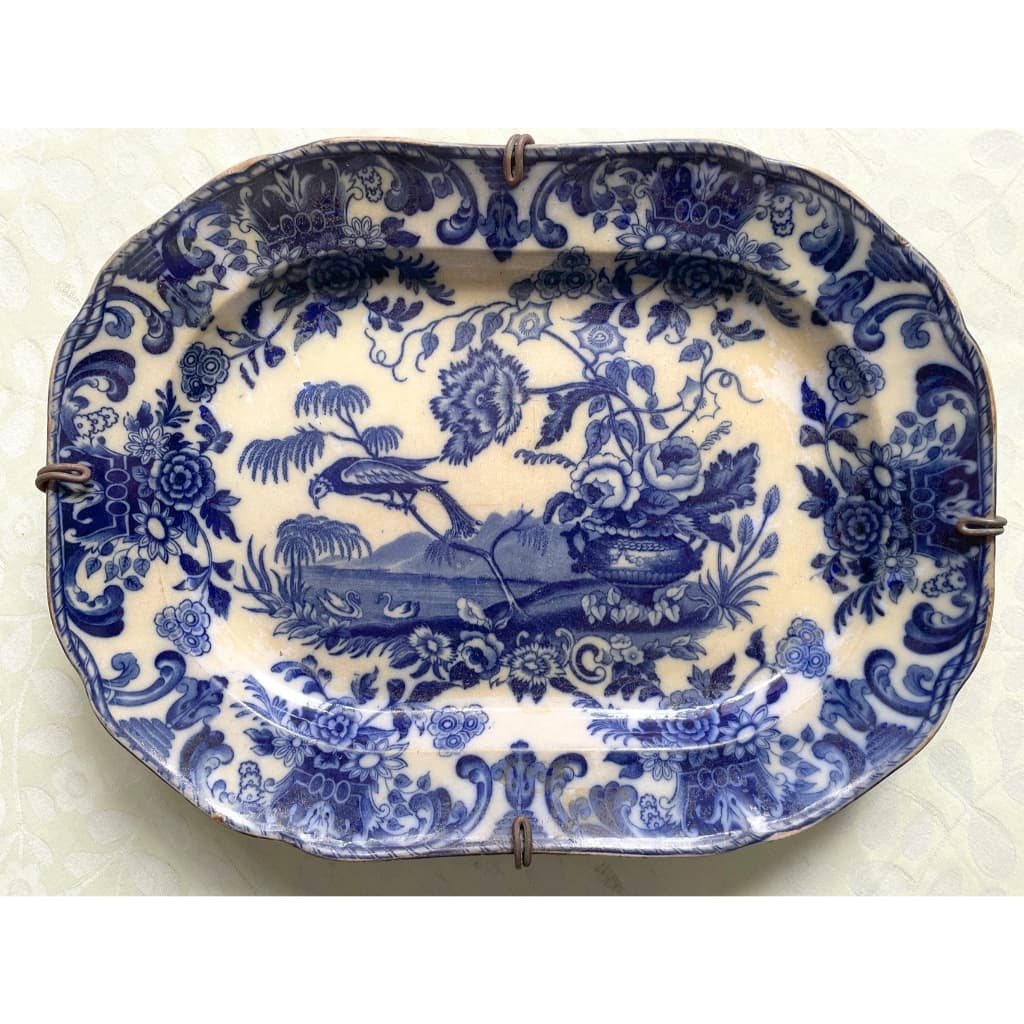 Antiga e Rara Travessa Bandeja Porcelana Borrão Inglês Copland Sec. 19
