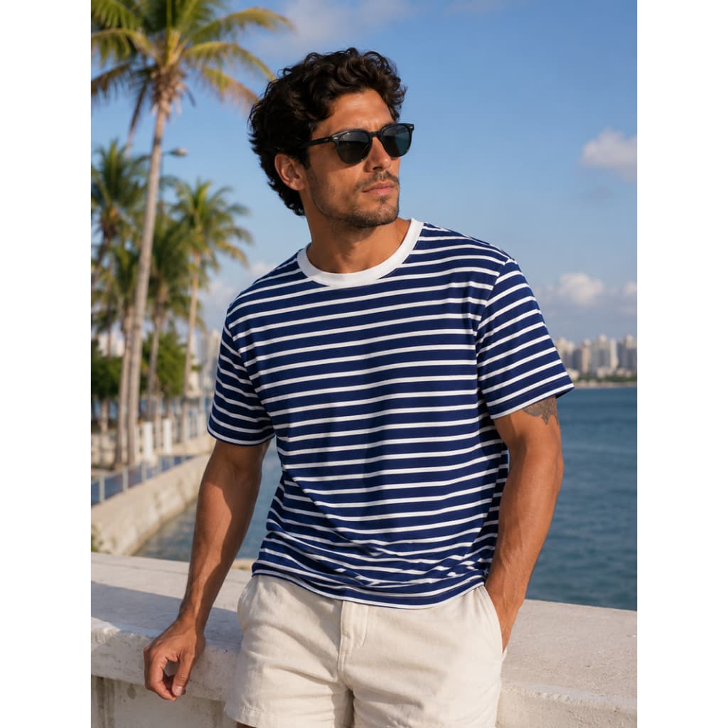 Blusa Masculina Stripes Verão Camiseta Básica Listrada - Conforto e Estilo Duravel-0973