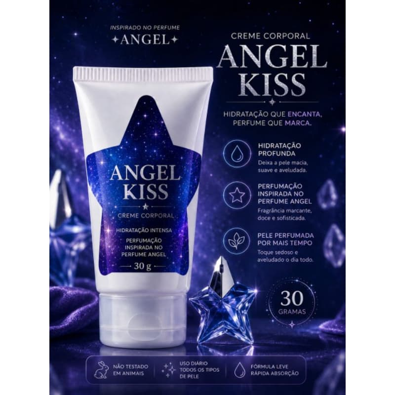 Creme  Hidratante Corporal Angel Kiss Mini 30g Inspirado na Fragrância Importada Angel | Hidratante Perfumado