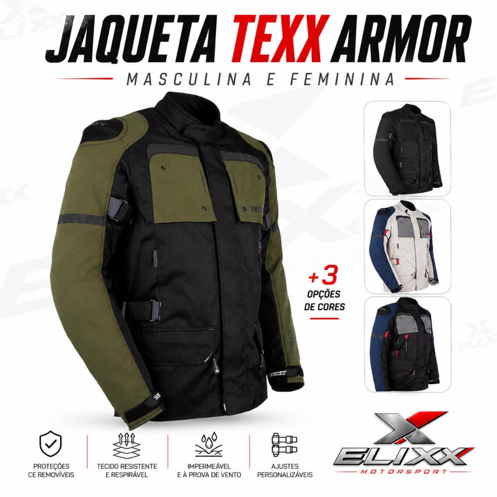Jaqueta Texx Armor Estilo e Conforto Motociclista Feminino Masculino