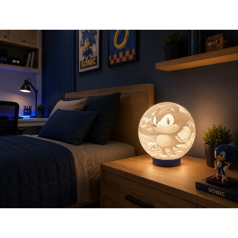 Luminária Ouriço 3D | Acompanha LED RGB com Controle Remoto GRÁTIS Abajur Luz noturna Gamer Vintage