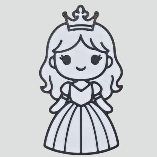 Peça Decorativa Princesa Fofa 3D Coroa Vestido Branco Decoração Presente