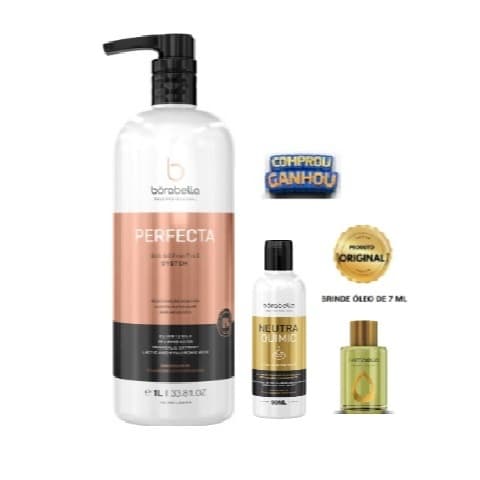Borabella Perfecta Bio Definitive 12 Óleos Antifrizz Intenso - 1L + neutraquimic 90 ml + óleo 7 ml