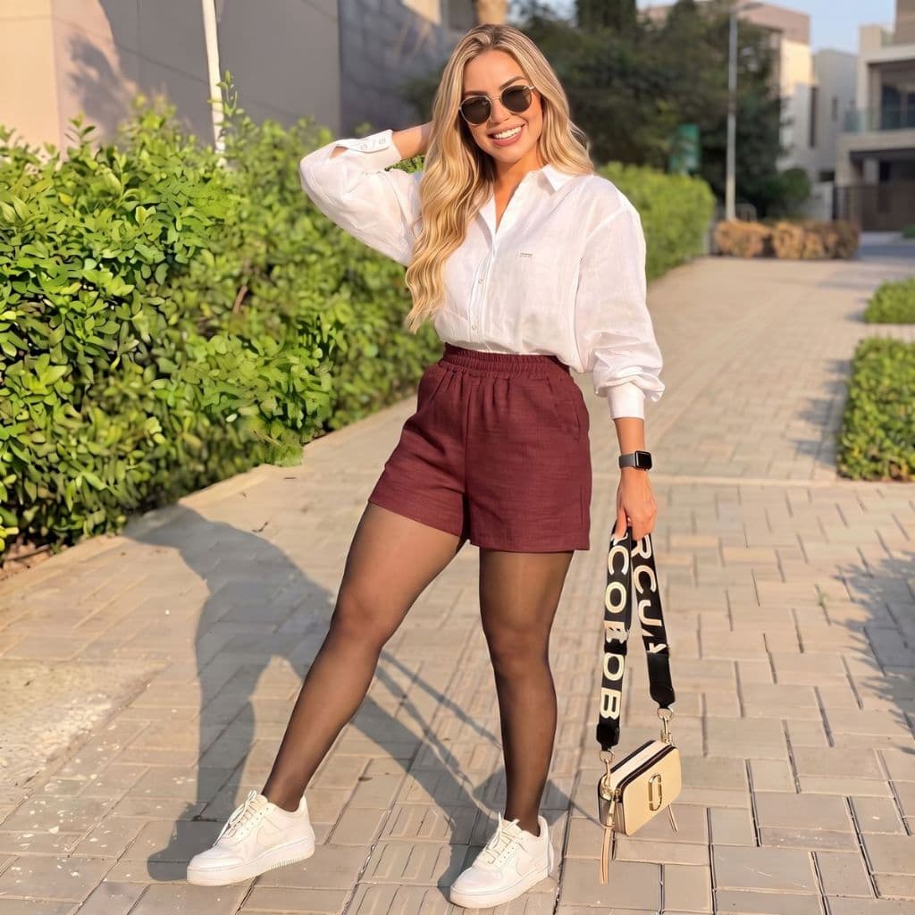 Short Duna Feminino Moda Cintura Alta Liso Soltinho Confortável com Bolso Outono Inverno Verão
