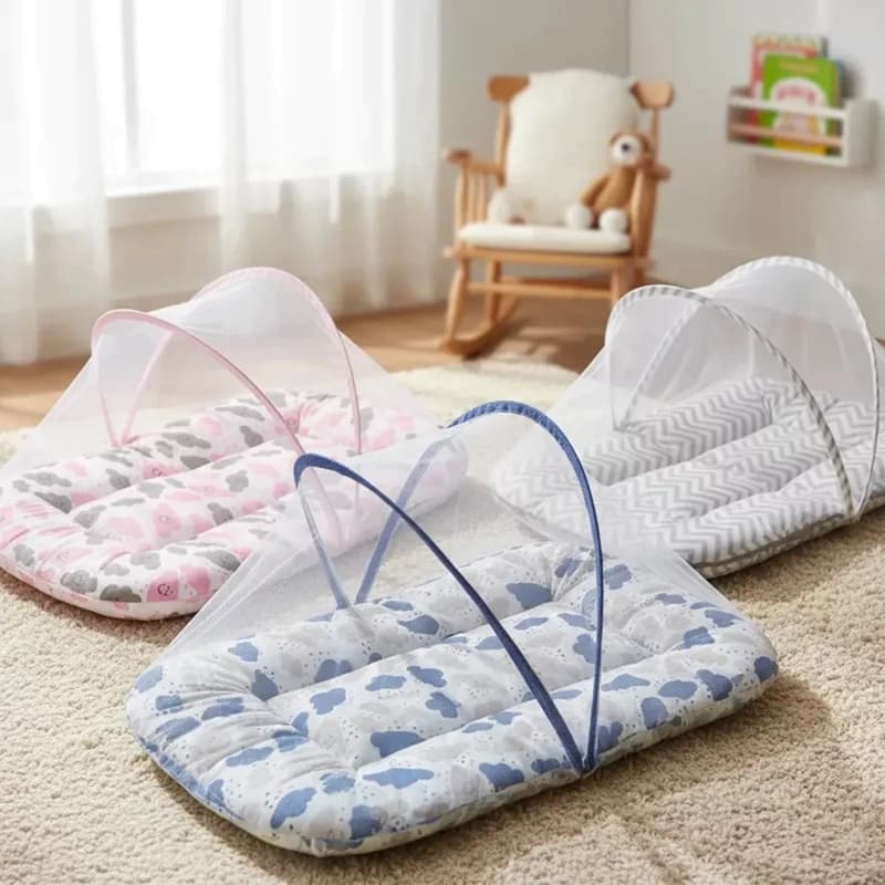 Berço Portátil com Mosqueteiro e Colchonete para Bebê