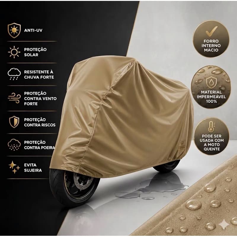 Capa Para Moto Impermeável Anti UV Proteção Contra Chuva Sol Poeira Reforçada Universal