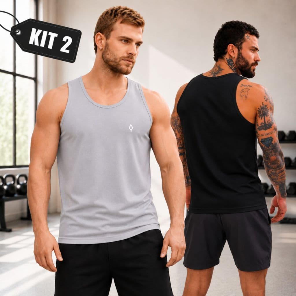Kit 2 Regatas Masculina Dry Fit Academia Treino Blusa Básica Leve