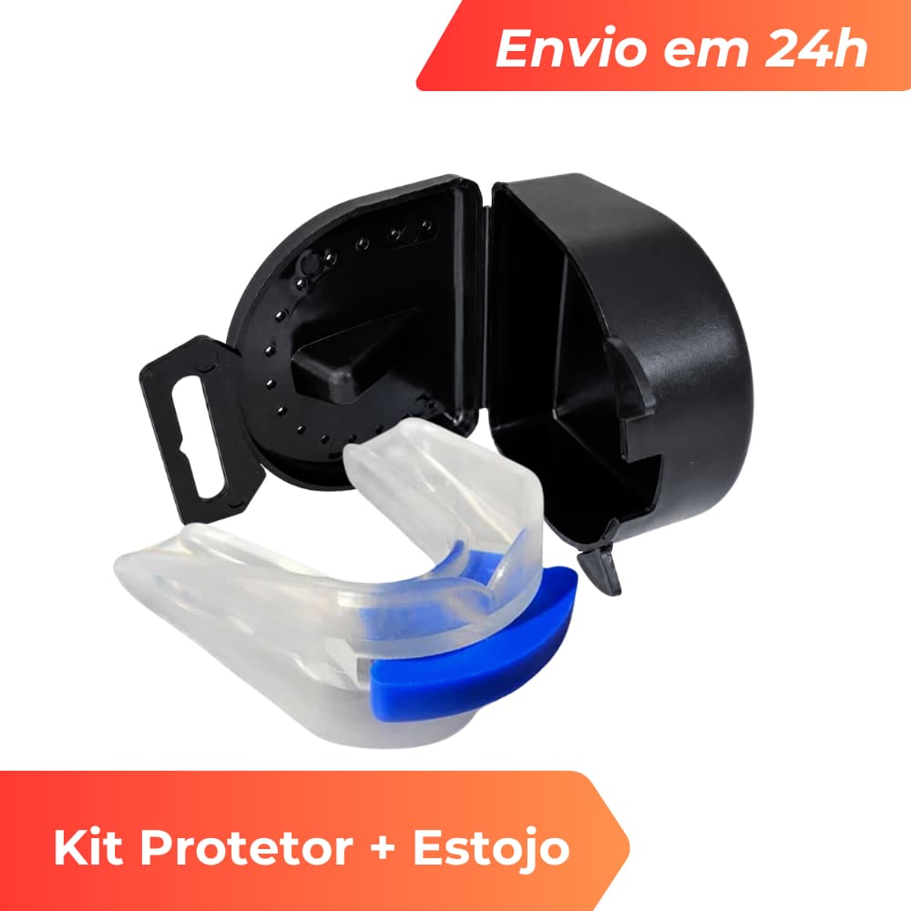 Protetor Bucal Duplo Moldável C/ Estojo P/ Muay Thai, Boxe Antibruxismo