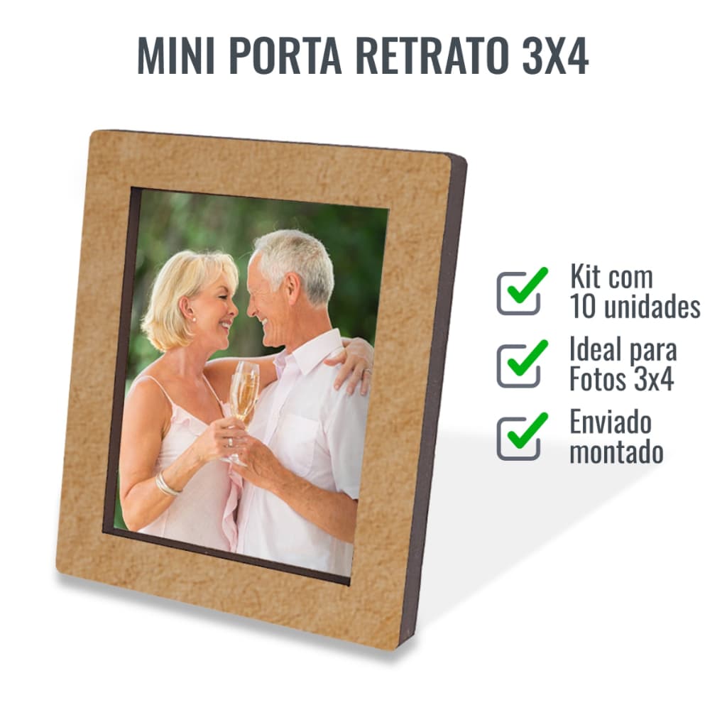 10 Mini Porta Retrato Foto 3x4 Cru