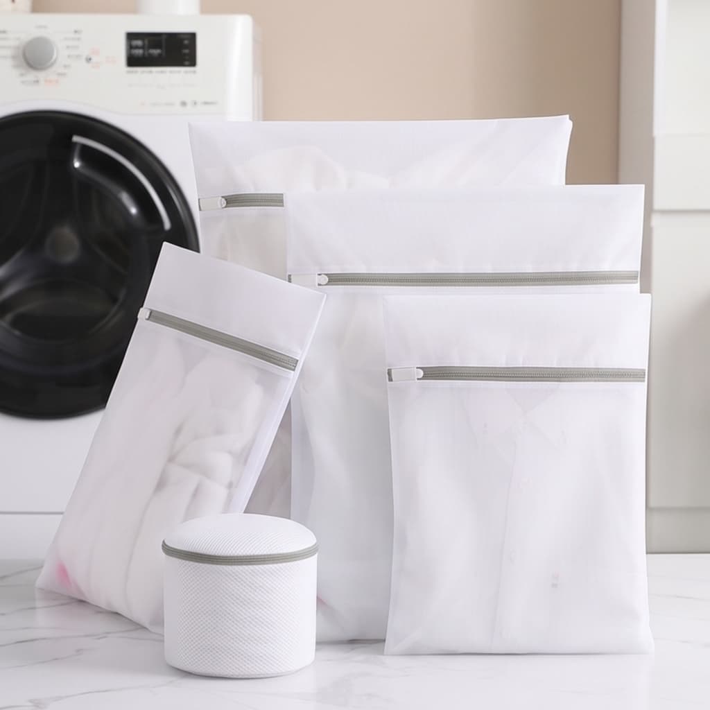 Kit 5 Sacos para Lavar Roupa em Malha Reforçada | Zíper Reforçado | Lavadora