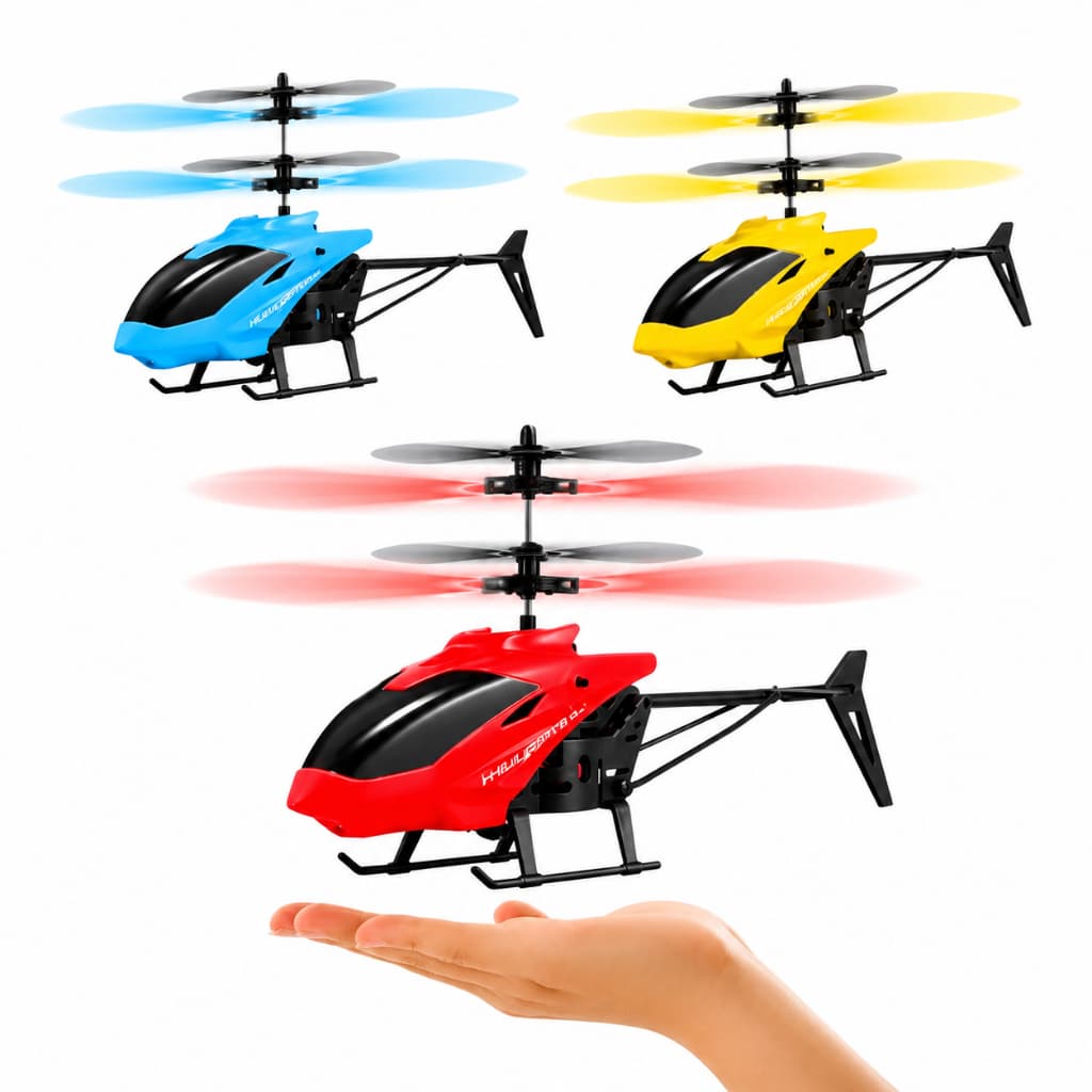 Helicóptero Voador Infantil LED Sensorial Automaticamente USB Recarregável Brinquedo