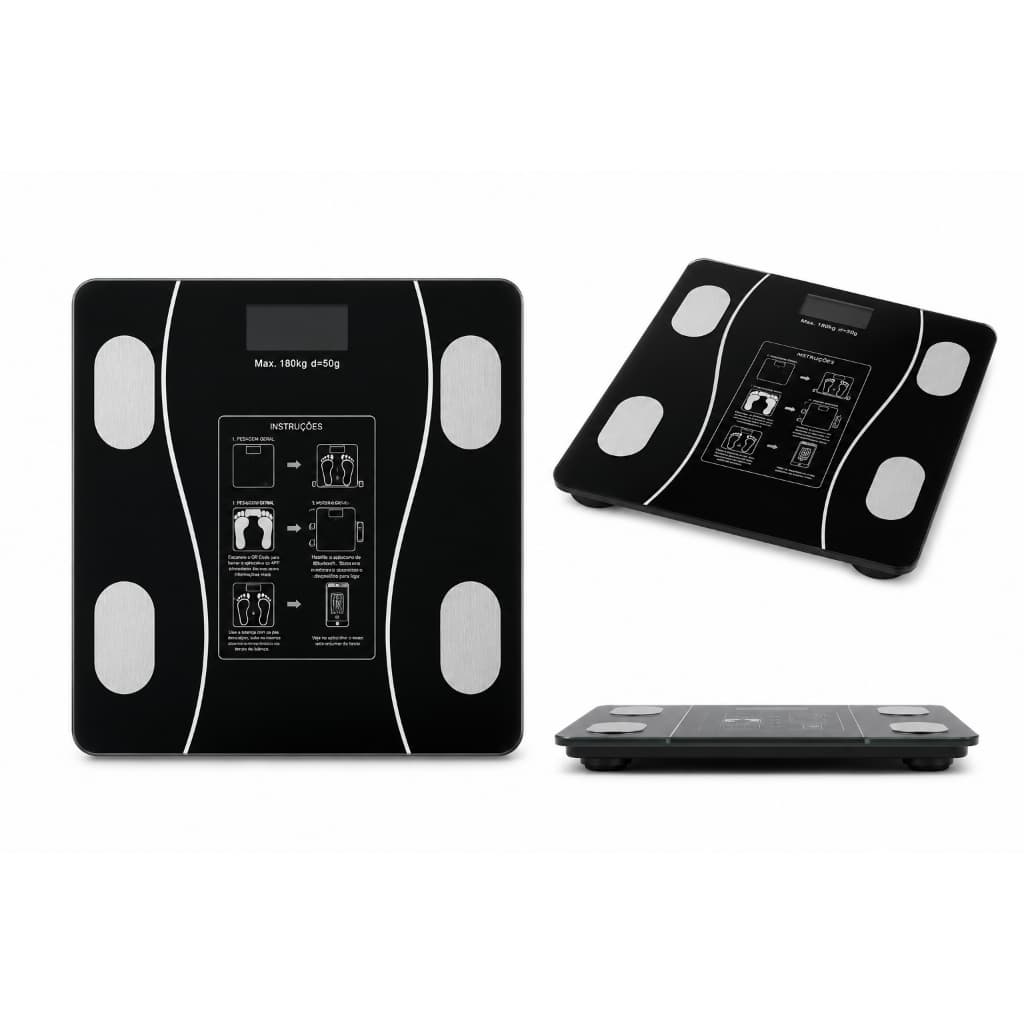 Balança Digital Bioimpedancia App Corporal Bluetooth 180kg Preto