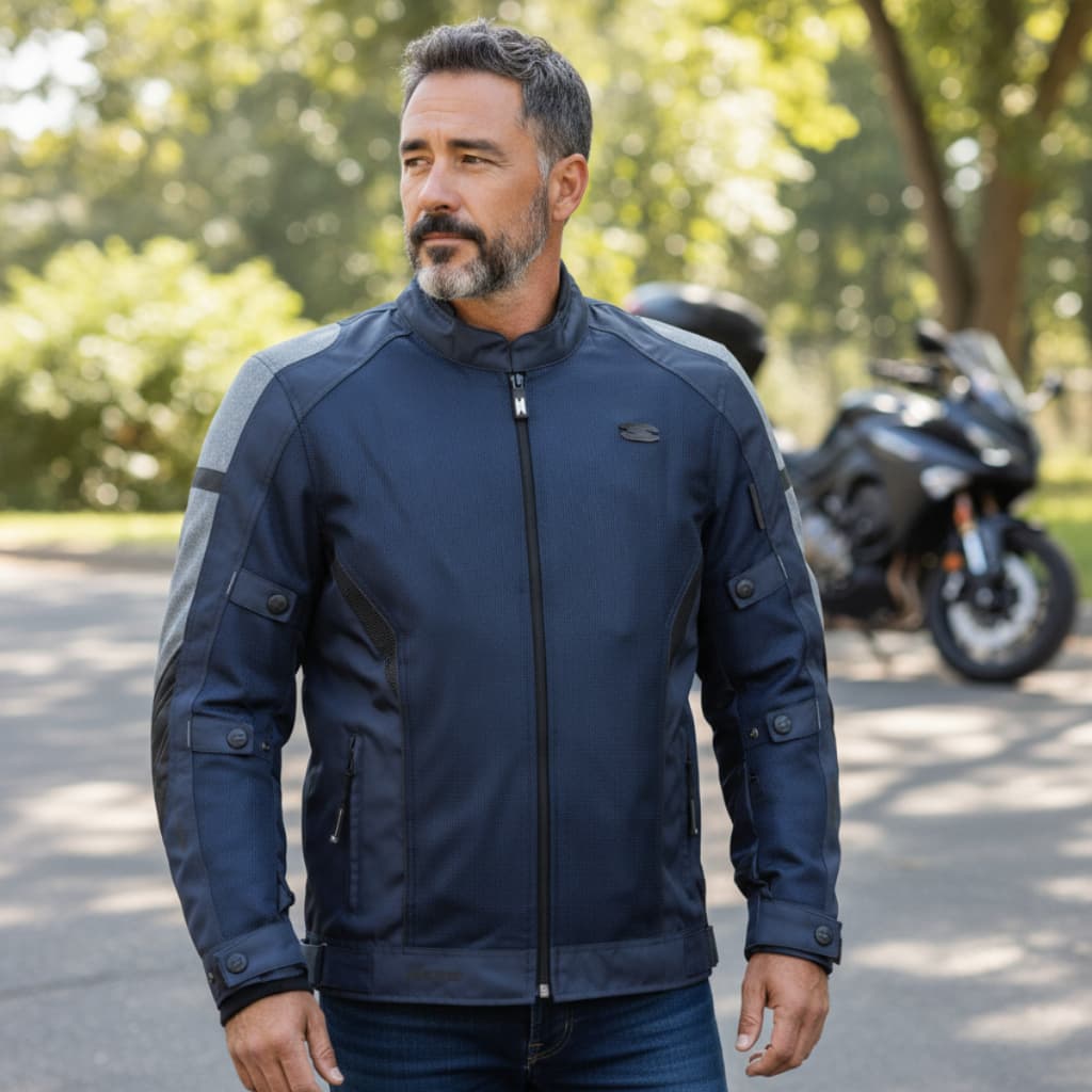 Jaqueta Texx Saga Four Season V2 Masculina Azul Moto Motociclista Impermeável Touring Adventure