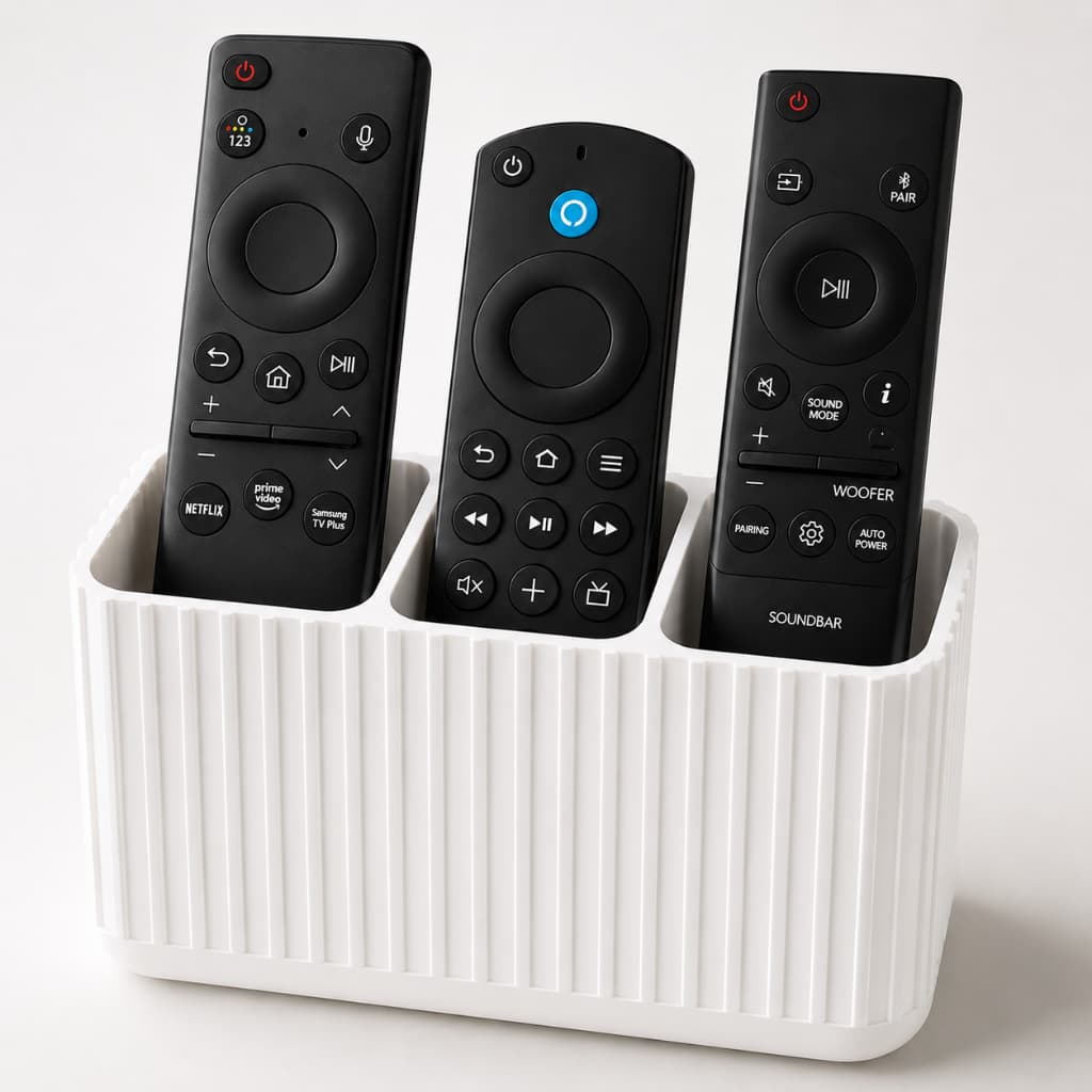 Porta Controle Remoto Organizador com 3 Divisórias para Mesa Sala Quarto Escritório Decorativo