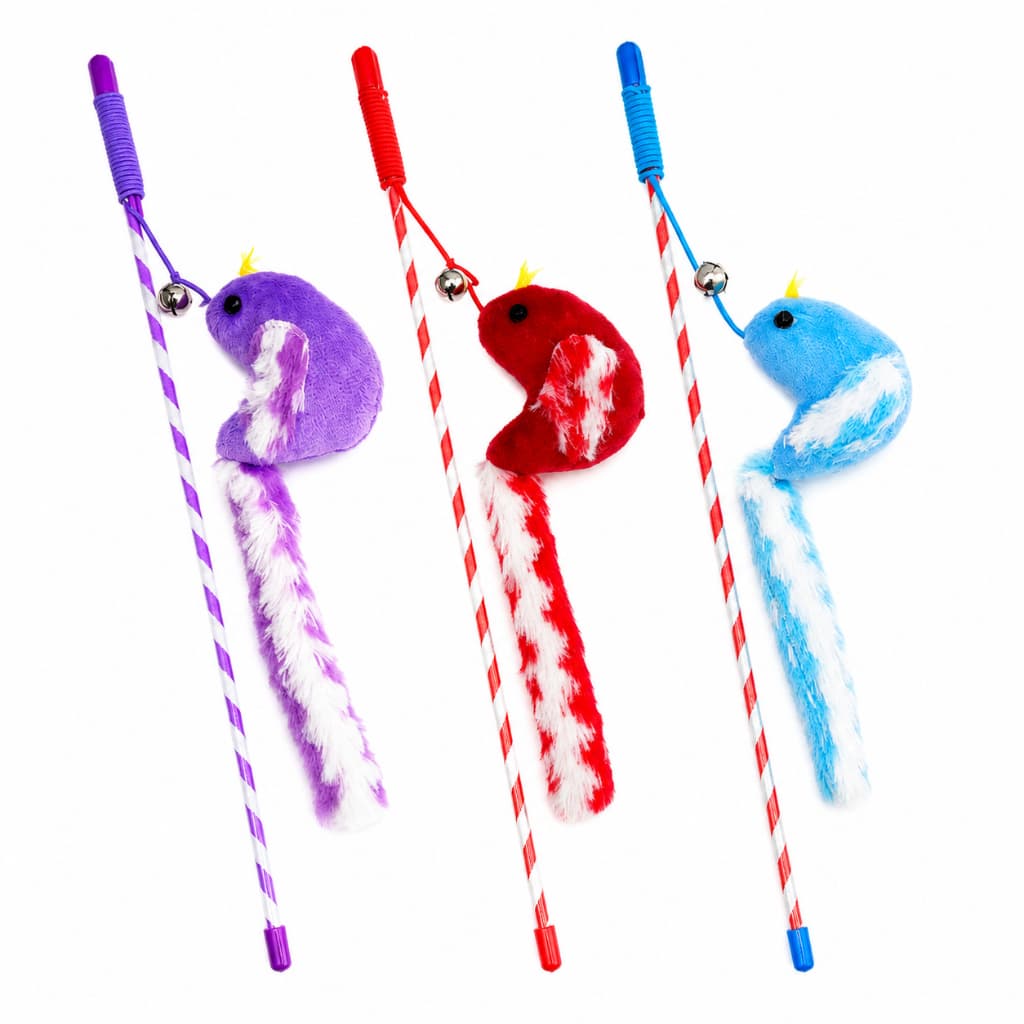 Brinquedo Varinha para Gatos com Catnip Pássaro Plush Interativo Anti Estresse Cores Sortidas