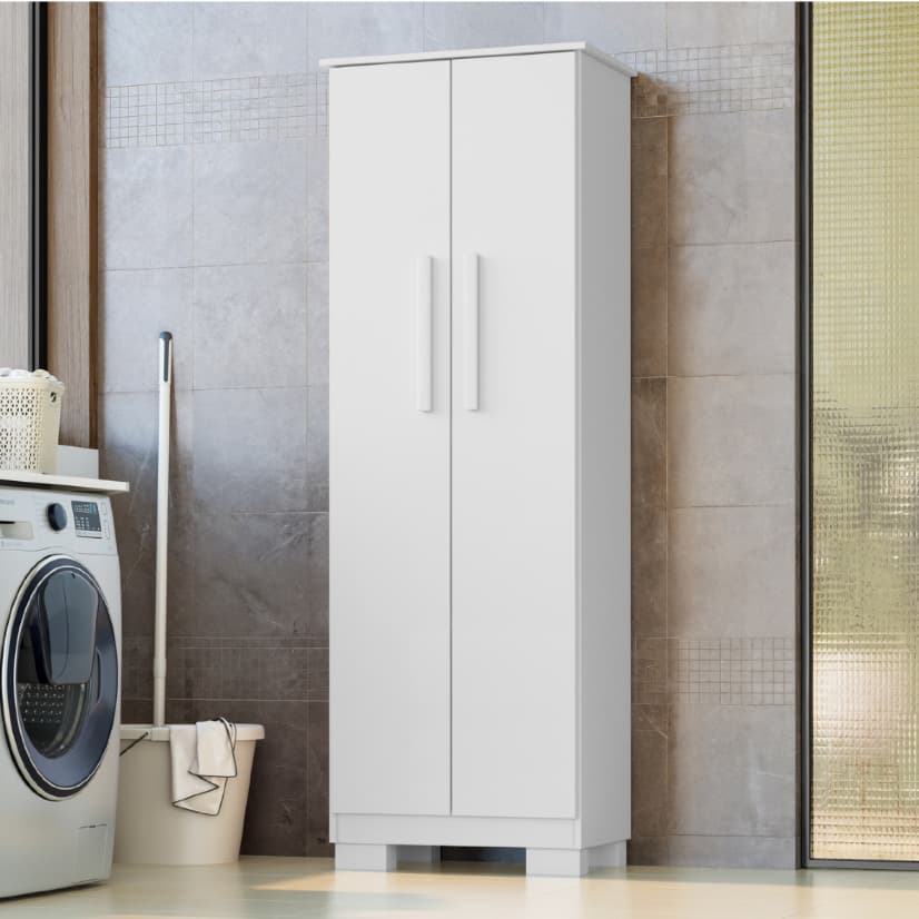 Armário Multiuso Mini Rossini Decor em MDP Branco Compacto para Lavanderia e Áreas Reduzidas