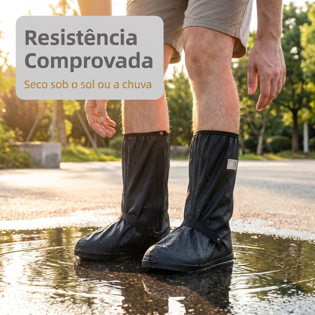 Capa de Sapato Impermeável Cano Alto Antiderrapante S-2XL