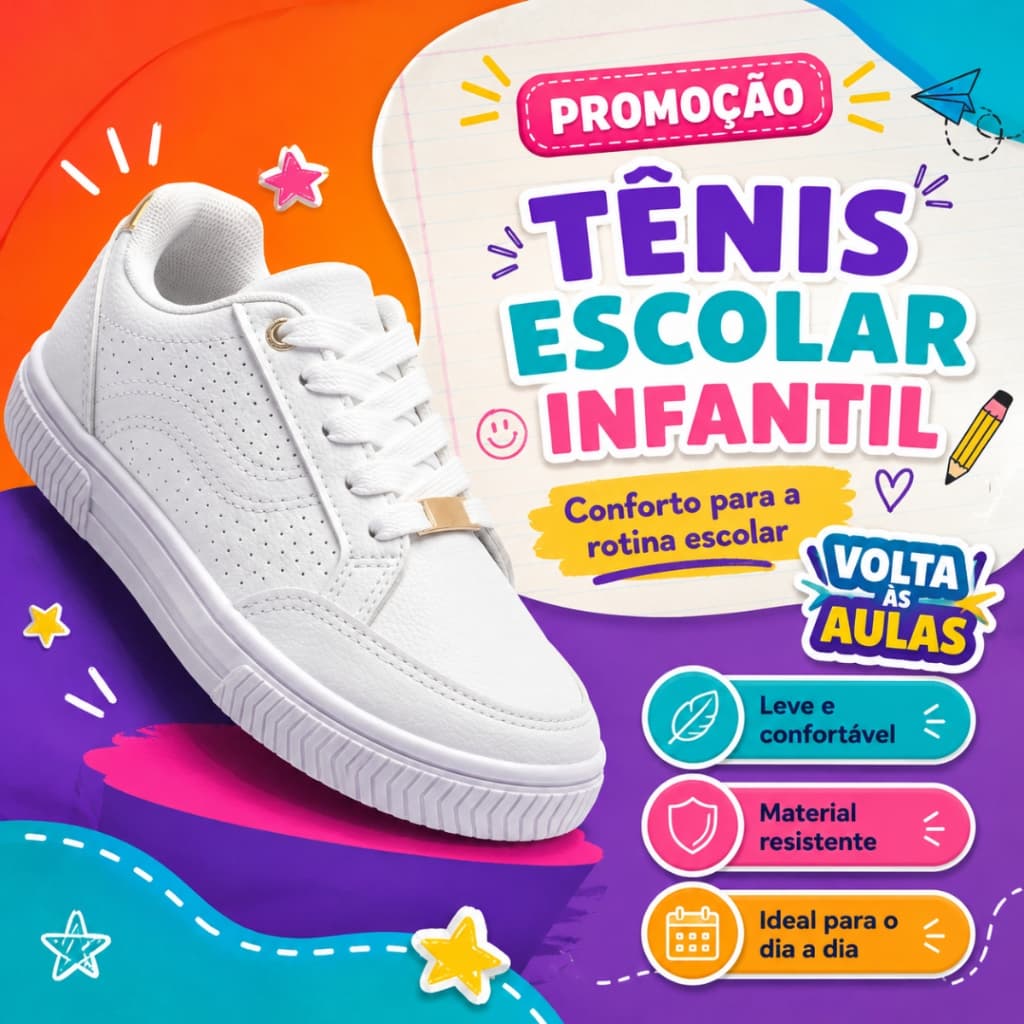 Sapato infantil moderno confortável leve com solado antiderrapante para segurança total