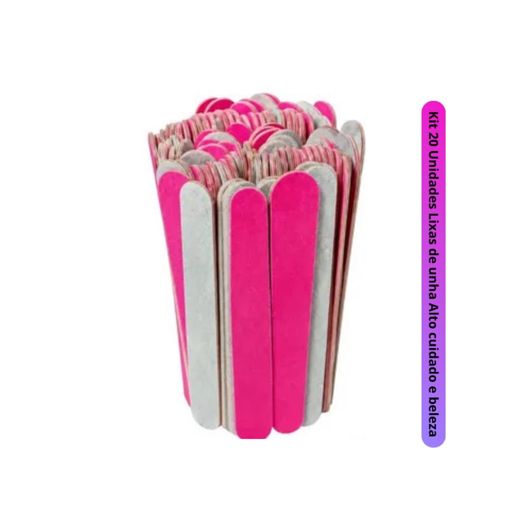Kit 20 Unidades lixas de unha alto cuidado e beleza pink profissional
