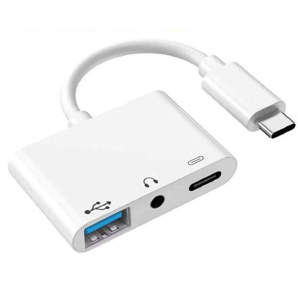 Mobile Hub 3 em 1 Adaptador Para Computador com Entradas Usb, Tipo C e p2/p3