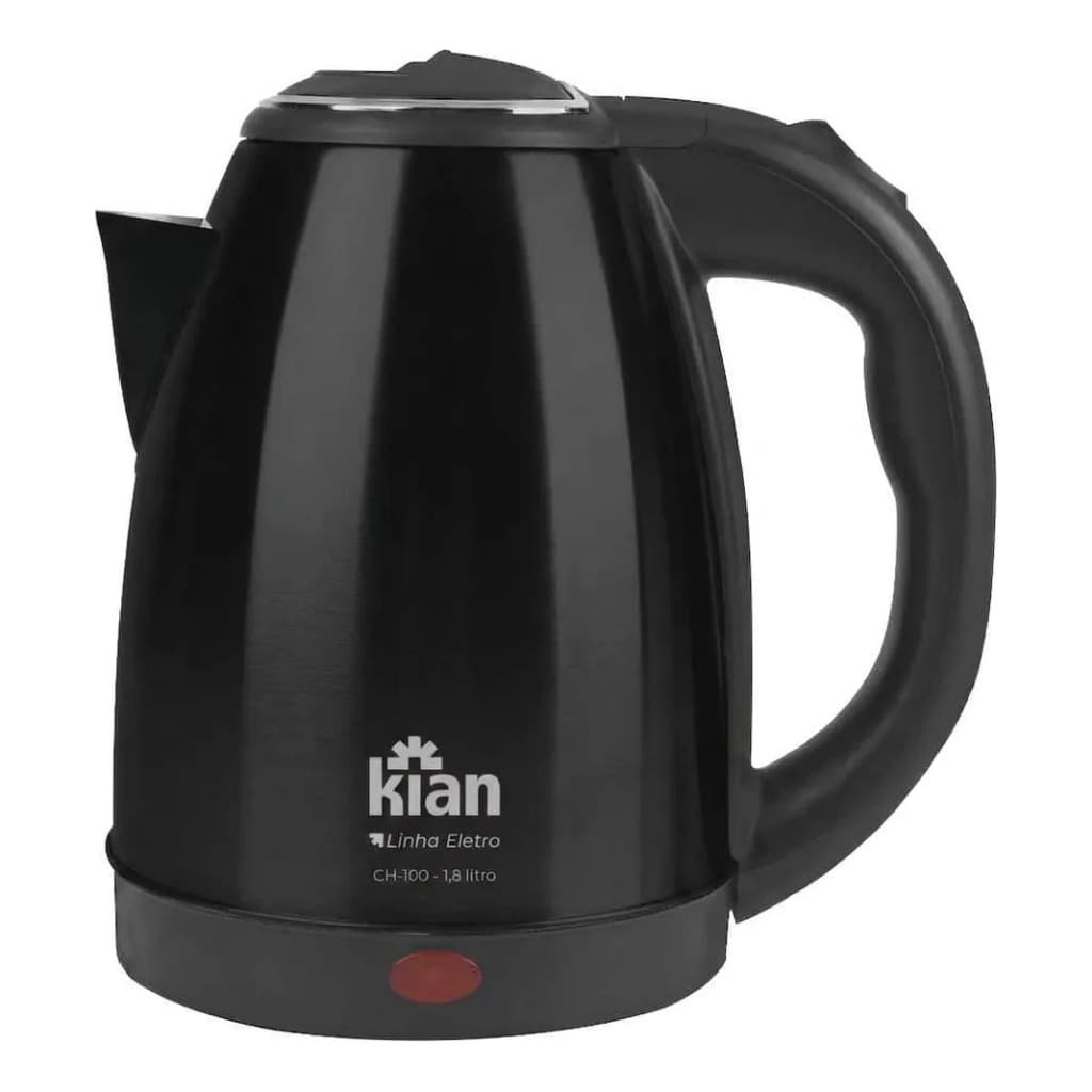 Chaleira Elétrica 1,8L 1500w 127v 60Hz Ch-100 Desligamento Automático Rápida E Prática Aço Inox Preta Kian