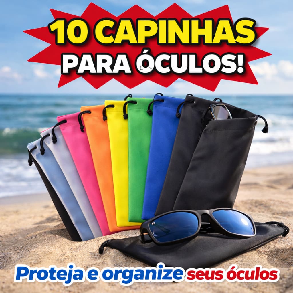 Kit 10 Saquinho Capa Capinha Estojo Óculos Qualidade Bolsa Cores Sortidas Diversas Leveza