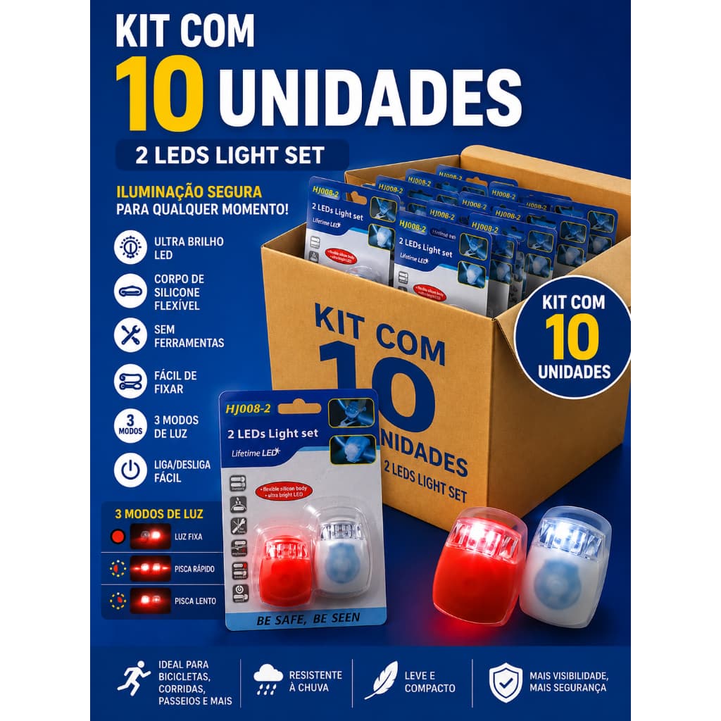 Kit 10 Lanterna Bicicleta Sinalizador Bike Led Dianteiro Traseiro