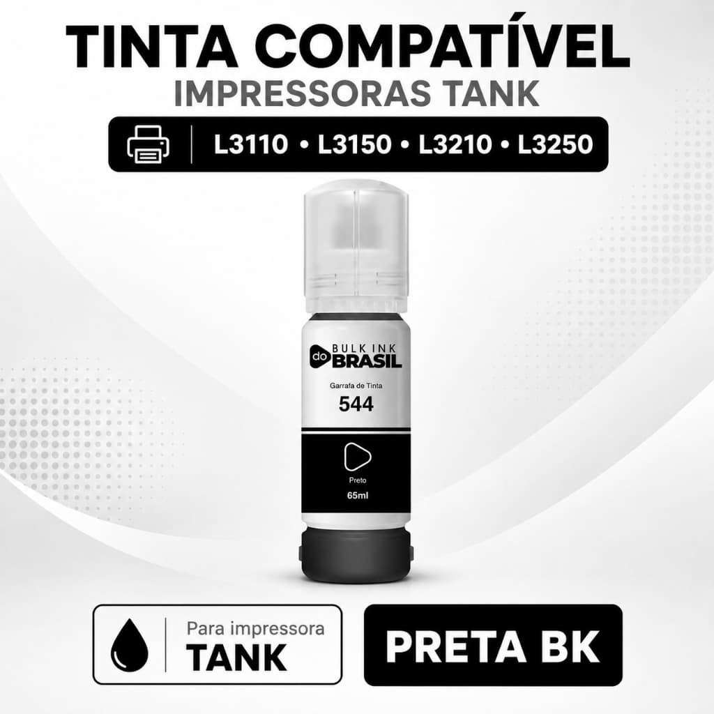 Tinta Compatível para Impressoras Tank L3110 L3150 L3210 L3250 BK
