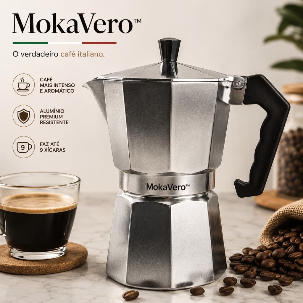 Cafeteira Italiana Moka Express 9 Xícaras Alumínio Premium