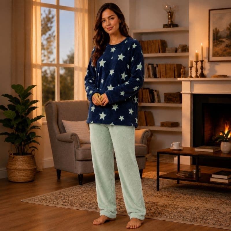 conjunto pijama inverno feminino quentinho de inverno frio de FLEECE estampado do P ao GG  e plus size