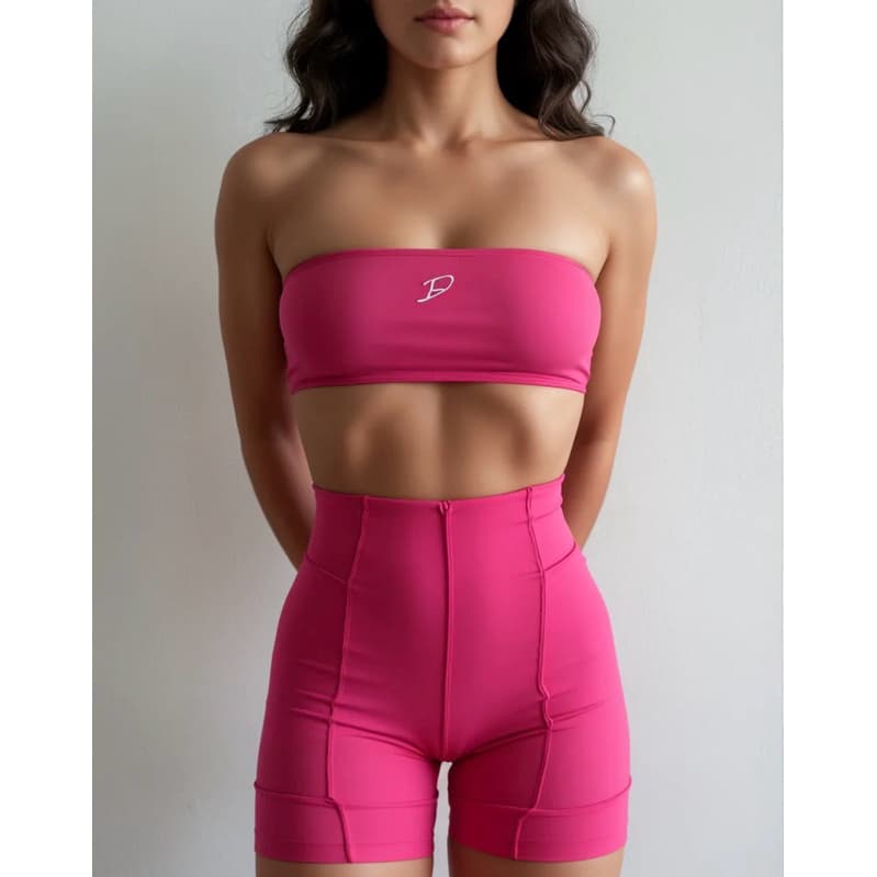 DIASP Roupa Academia Top Faixa + Short Corset Poliamida Blackout