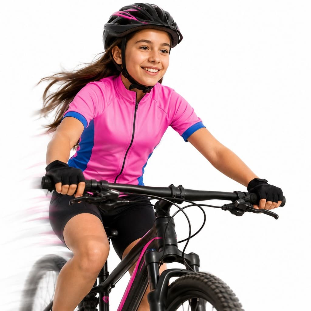 Camisa Ciclismo Infantil Feminina Dry Fit UV30 Bike MTB Zíper Bolsos