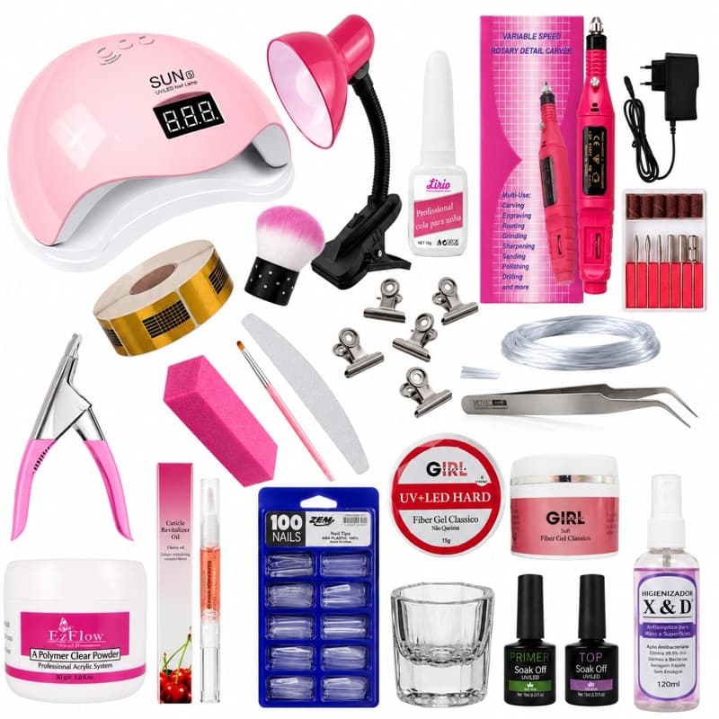 Kit de Unha em Gel Manicure Iniciante Profissional Completo Nail Designer